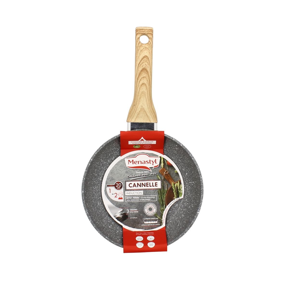 Poêle en aluminium, CANNELLE gris, MENASTYL