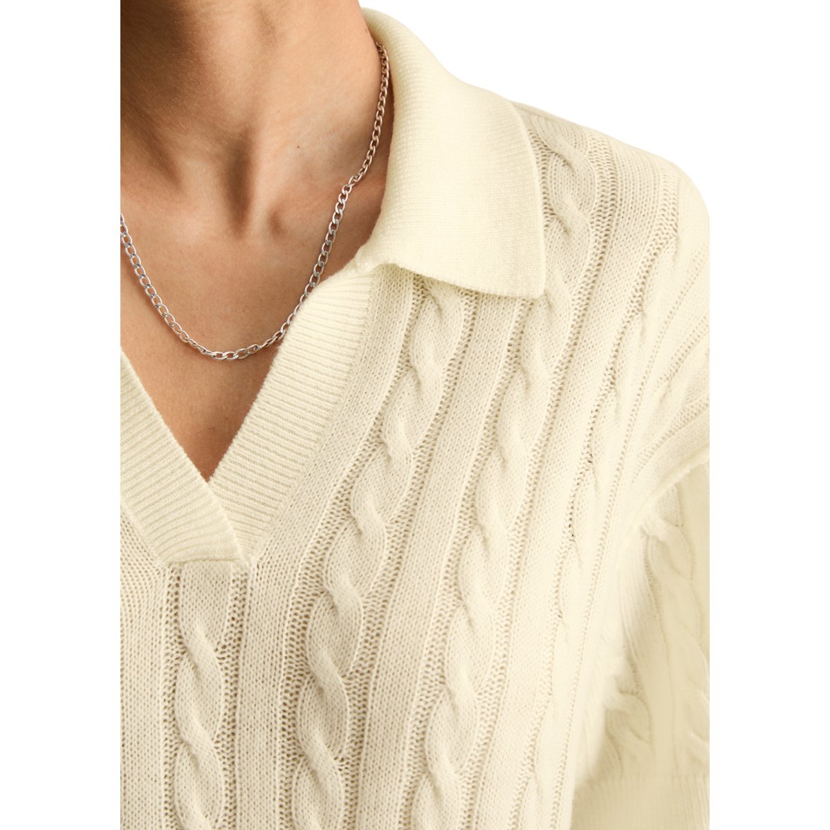Polo en maille oversize en mélange de laine vierge douce blanc, MARC O’POLO DENIM