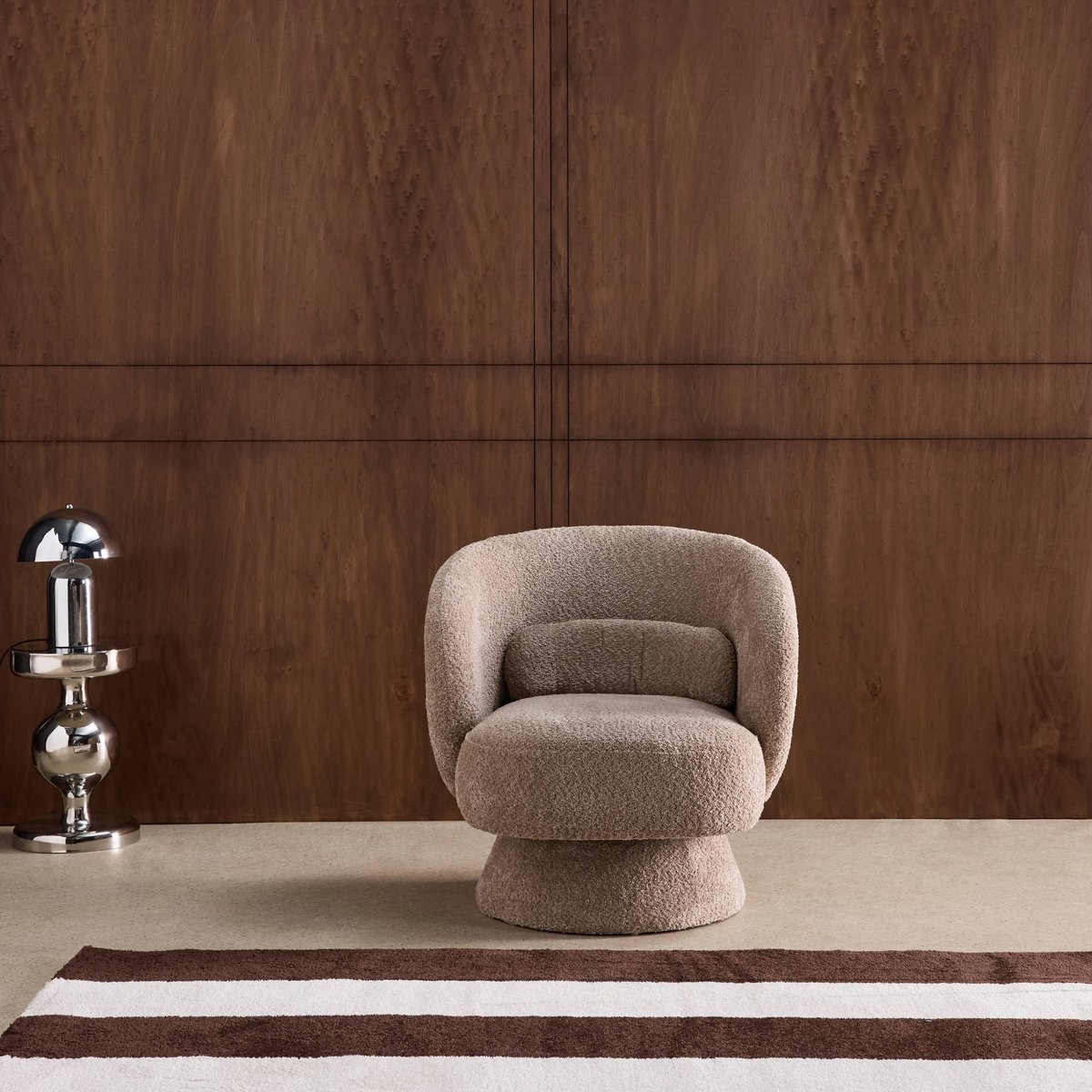 Fauteuil pivotant 360° tissu ELIAS crème, SWEEEK