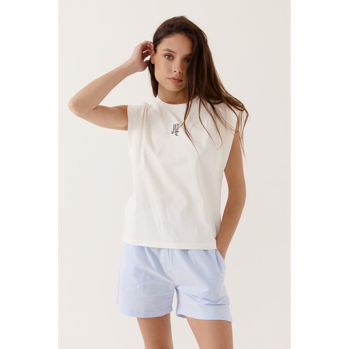 T-shirt sans manches col rond imprimé Jazz AYSORIA cream, ARTLOVE