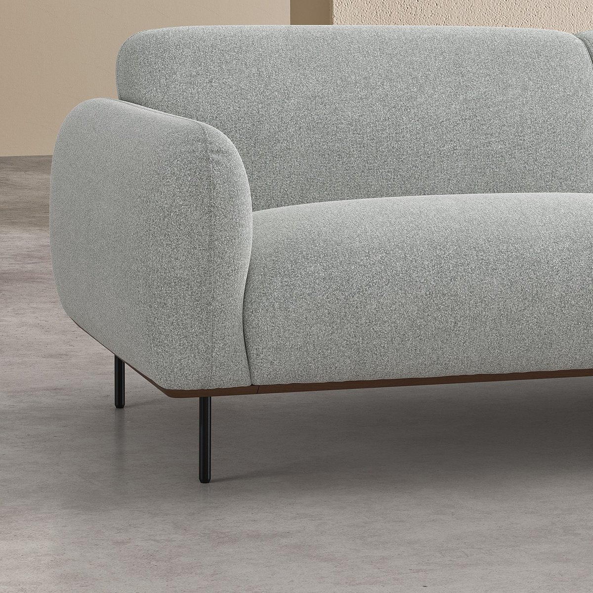 Canapé fixe polyester LARIMAR gris, HABITAT