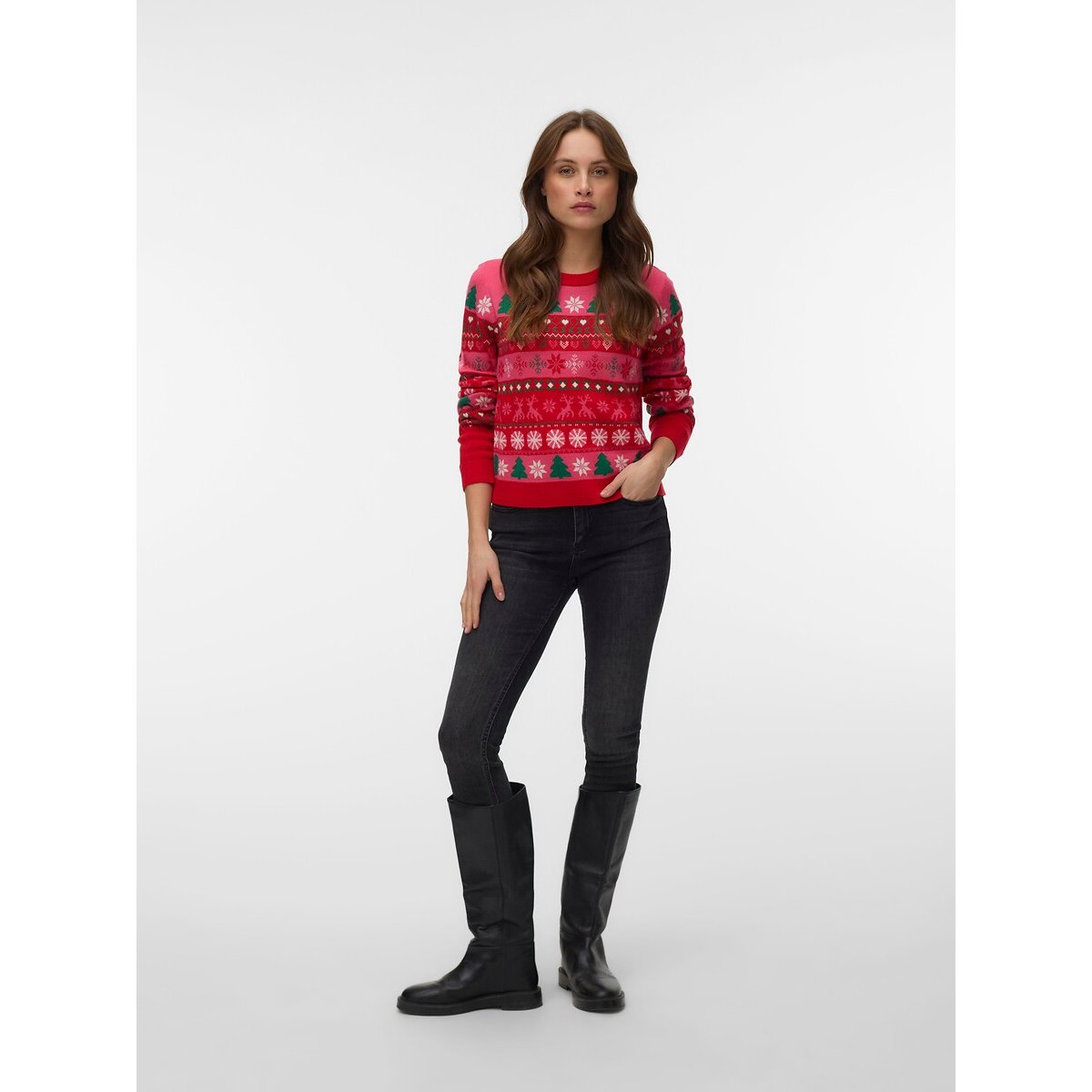 Pull de Noël rose, VERO MODA