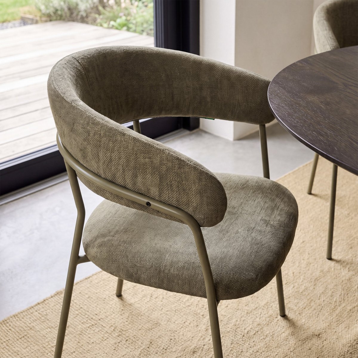 Lot de 2 fauteuils de table en tissu pieds métal- CELESTY vert, DRAWER