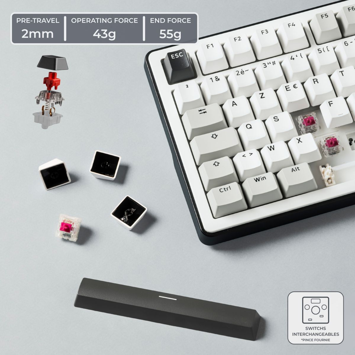 Clavier gamer sans fil KEYZ ELITE 400 WG couleur unique, THE G-LAB