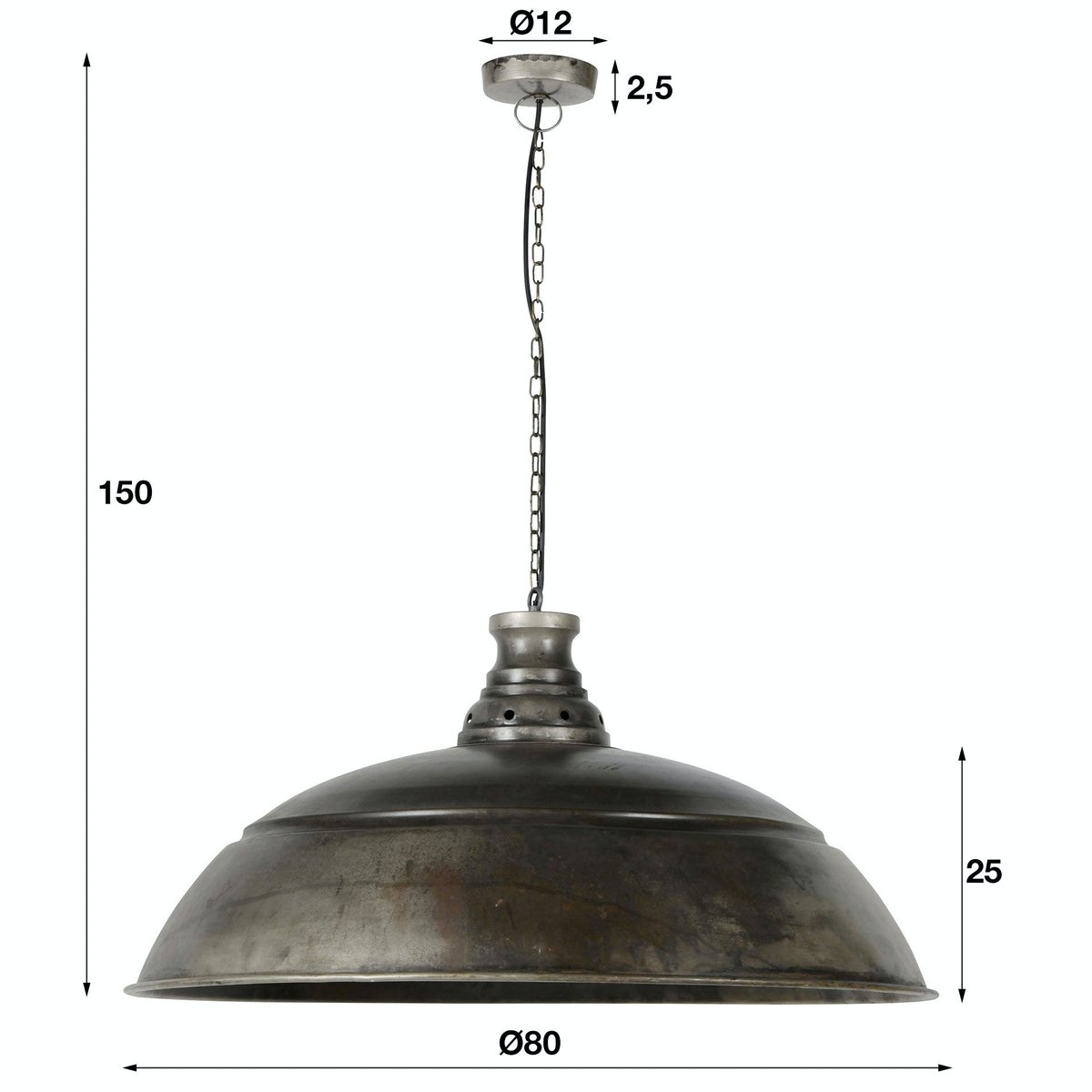 Suspension industrielle dôme RALF argenté, PIER IMPORT