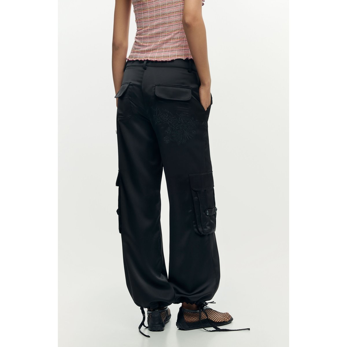 Pantalon long satiné noir, DESIGUAL