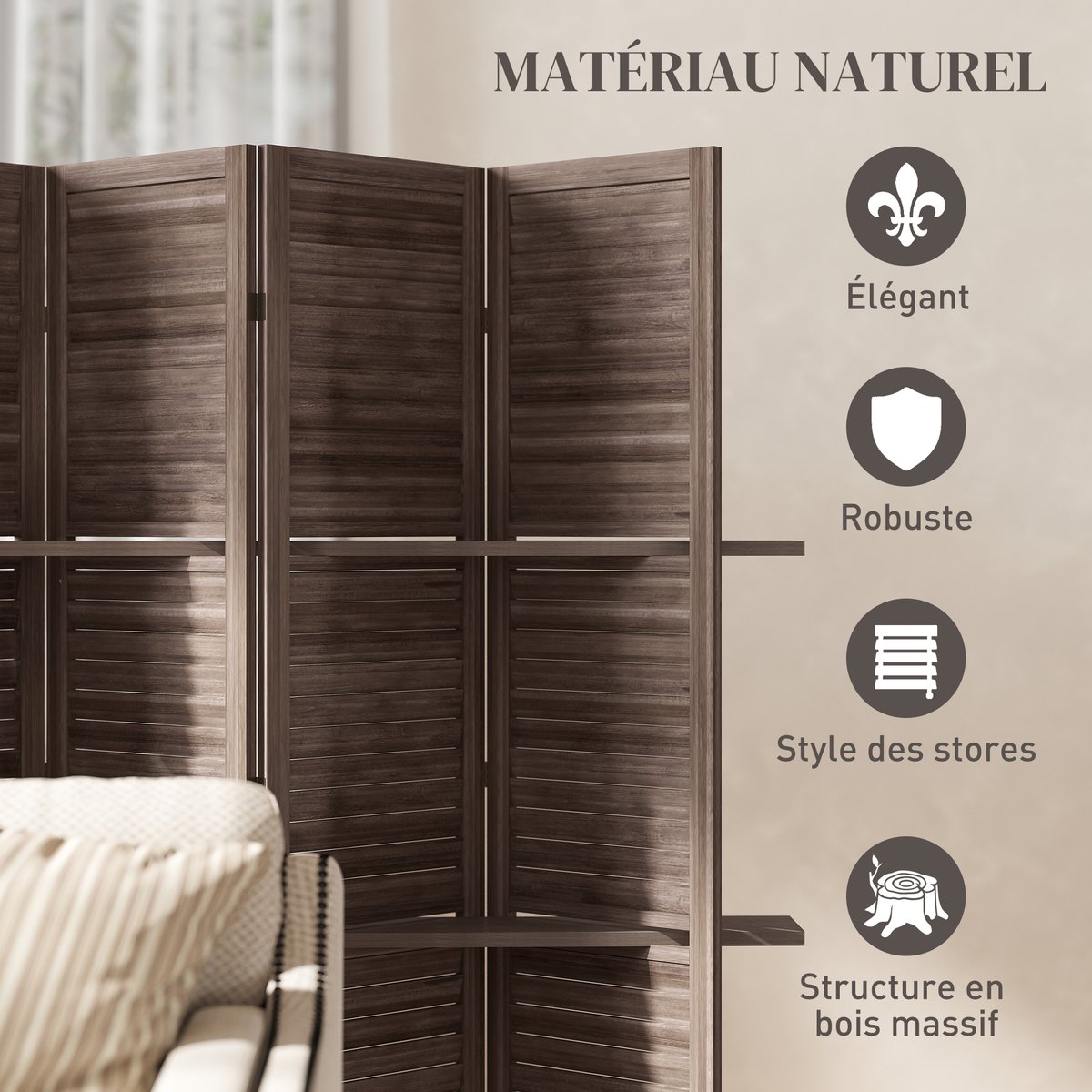 Écran de confidentialité Bois Bois naturel marron, HOMCOM