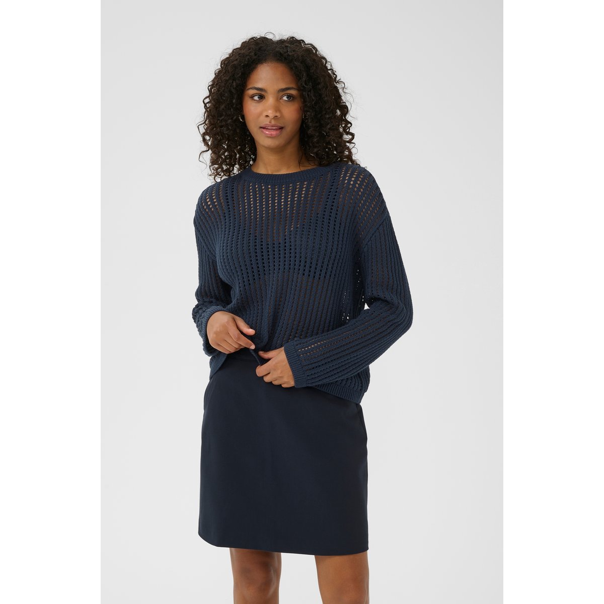 Knitted pullover bleu midnight marine, KAFFE