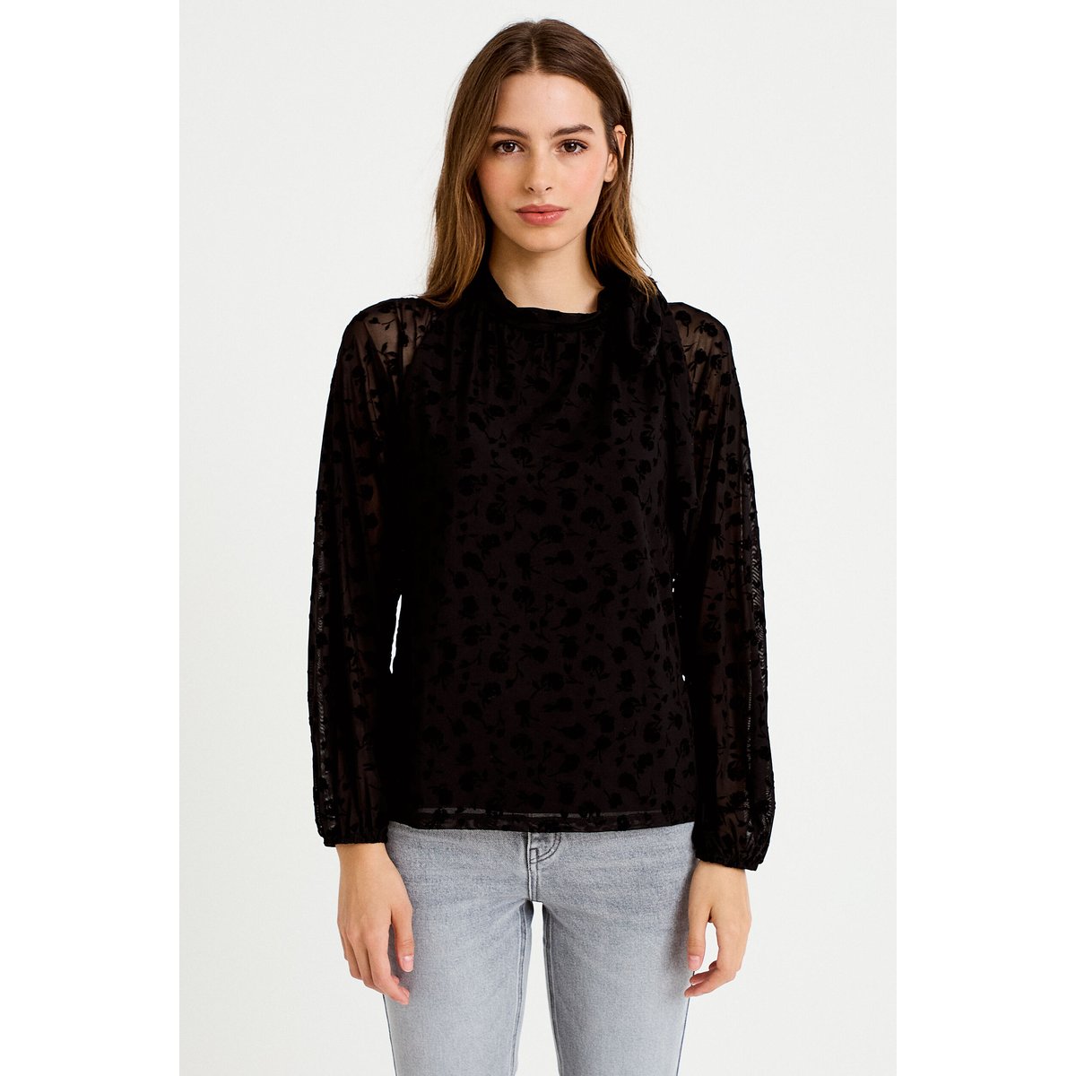 Blouse droite manches longues noir, CACHE CACHE
