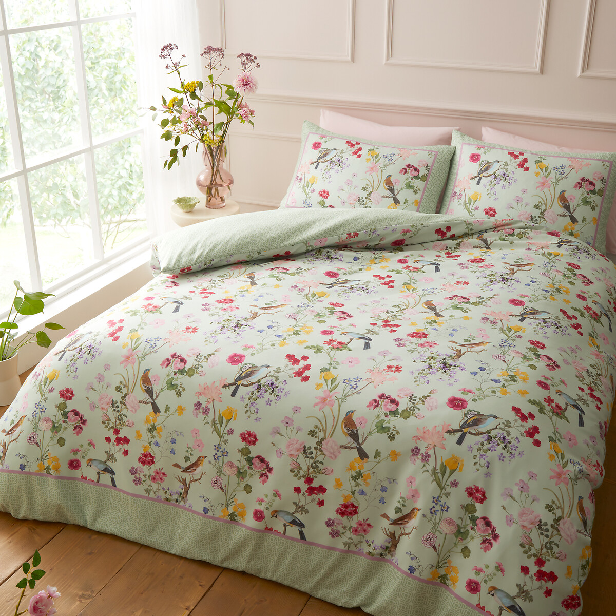 Rhs X Catherine Lansfield Birds In Bloom So Soft Duvet Cover And Pillowcase Set green, RHS