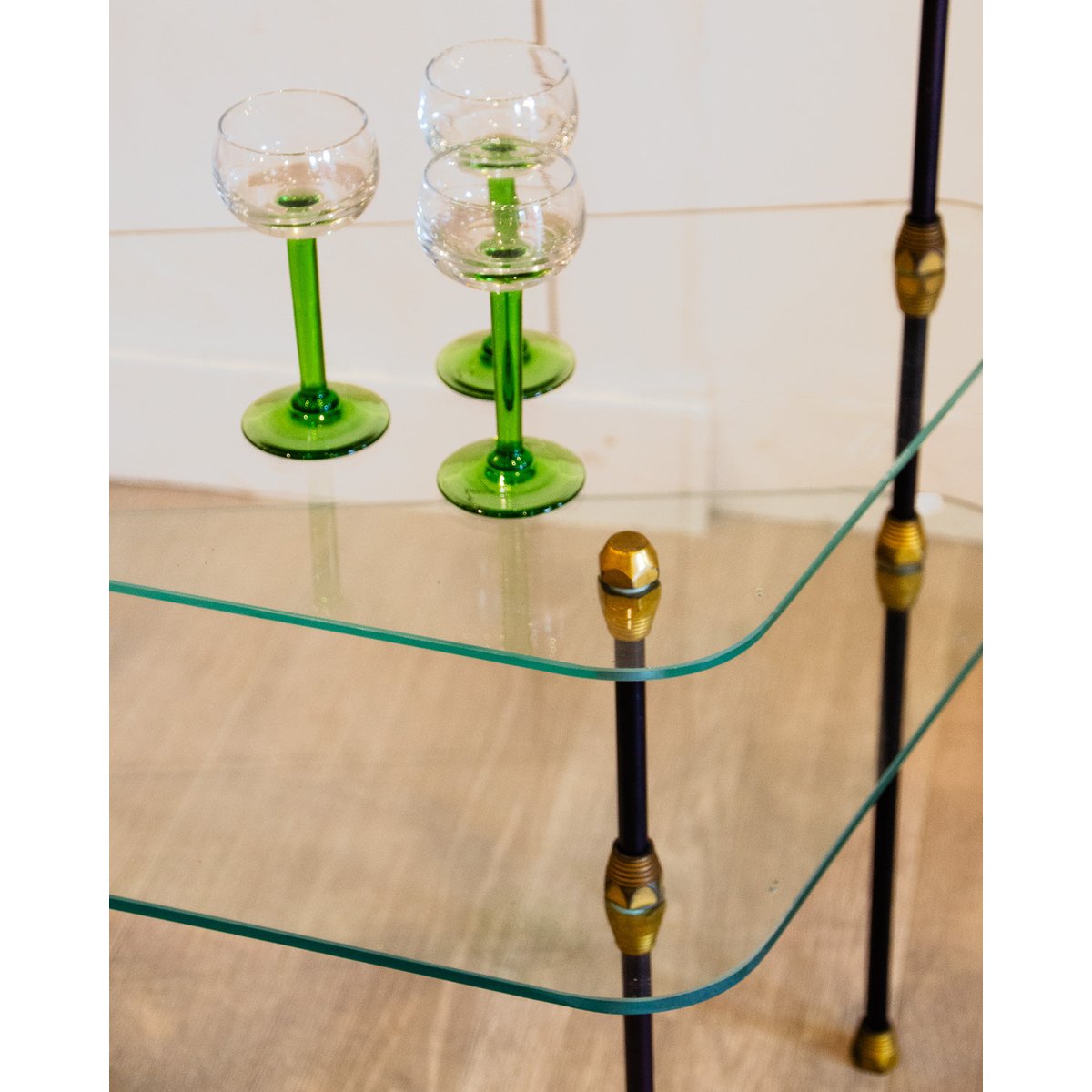 Étagère modulable en verre et métal Isabelle N°291 - Bon état noir, DEBONGOUT