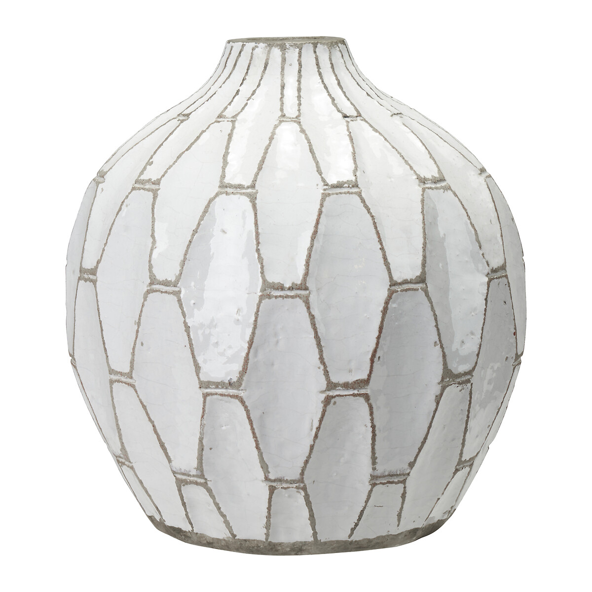 20cm White Stoneware Geometric Vase white, ÉDITÉ