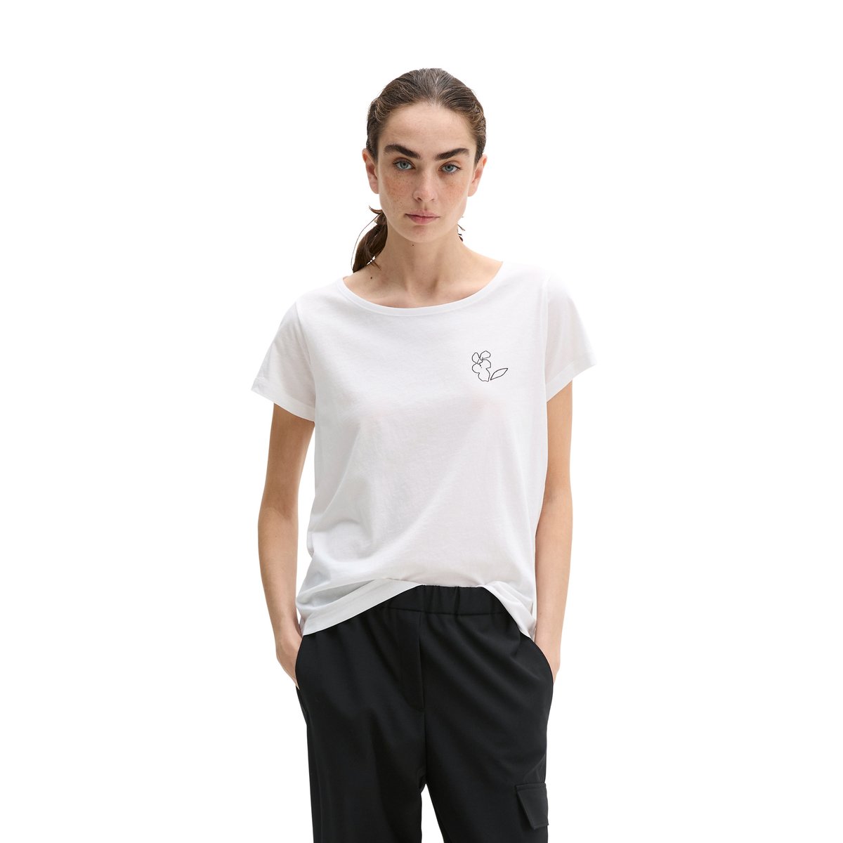 T-shirt regular en single jersey léger blanc, MARC O'POLO