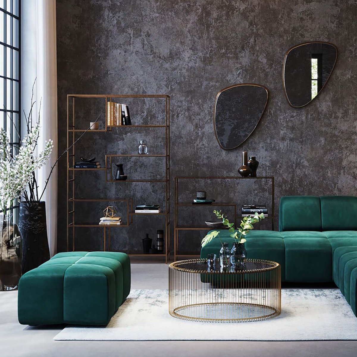 Repose-pieds en velours, BELAMI vert, KARE DESIGN