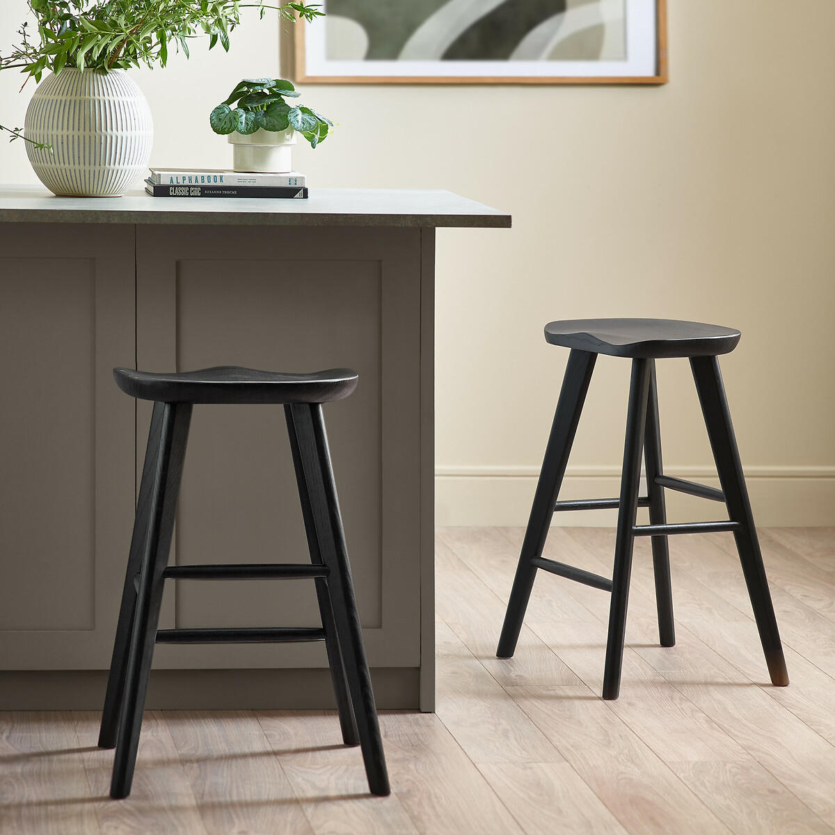 Miro Solid Oak Bar Stool black, SO'HOME