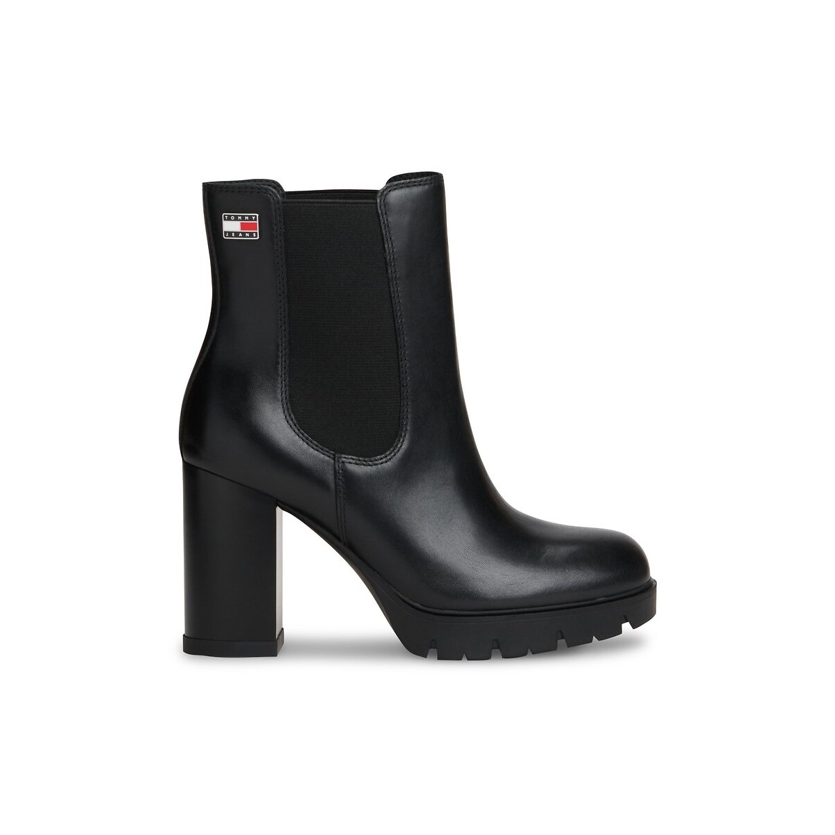 Stivaletti in pelle con tacco alto nero , TOMMY HILFIGER