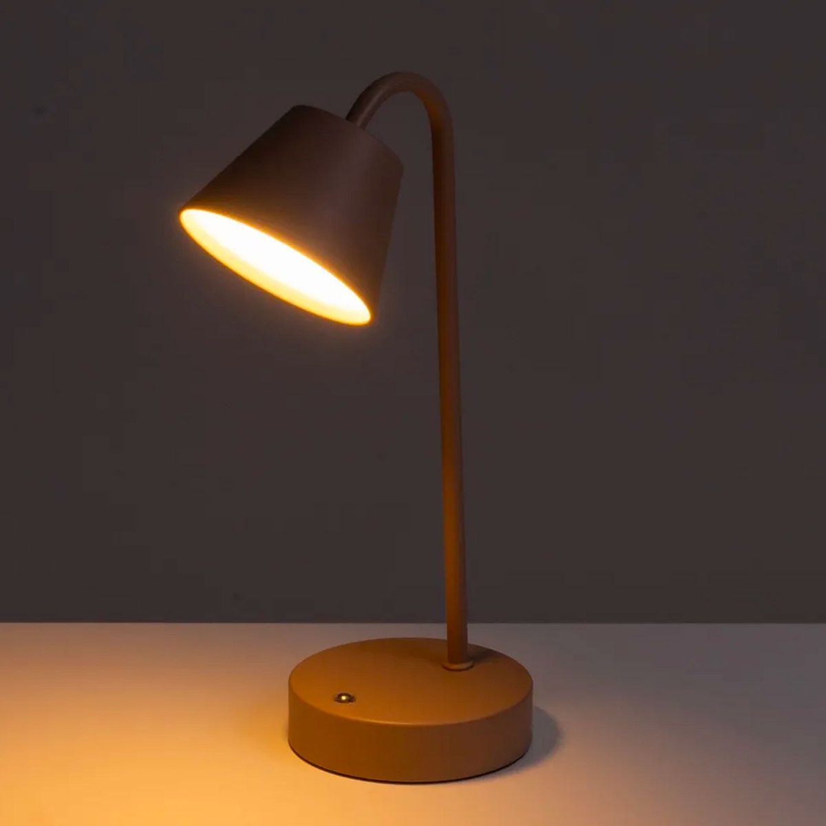 Lampe de bureau métal taupe LED sans fil 11x16x32cm beige, WADIGA