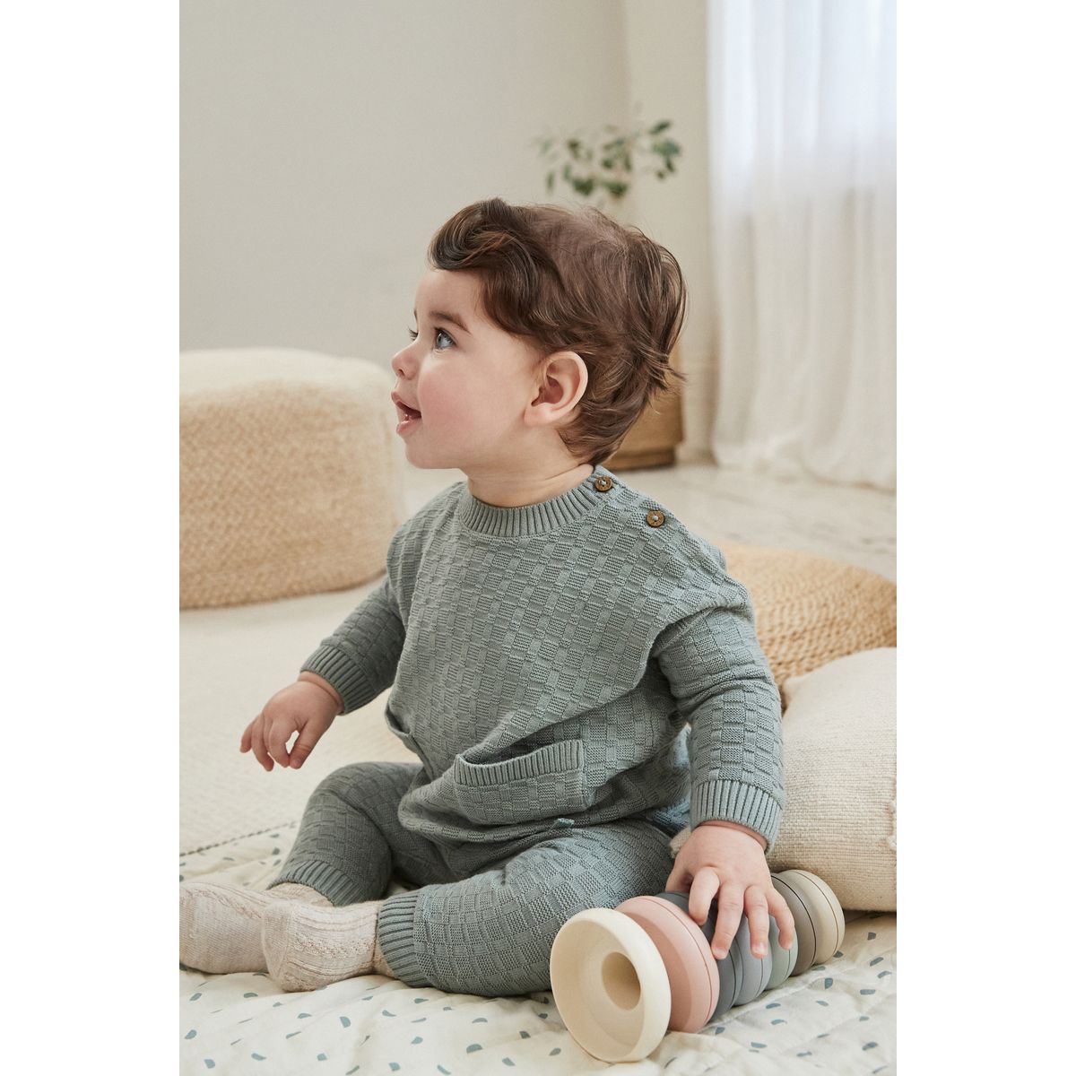 Pull maille texturée et legging bébé minéral, NEXT
