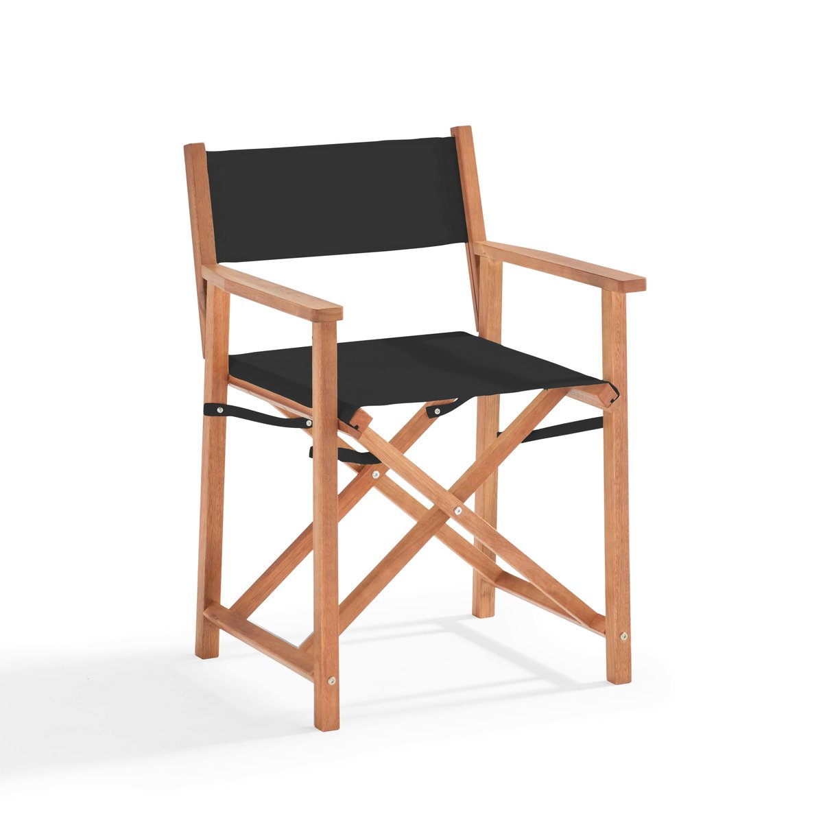 Table bistrot pliante et 2 chaises en bois d'eucalyptus, SETE noir, OVIALA