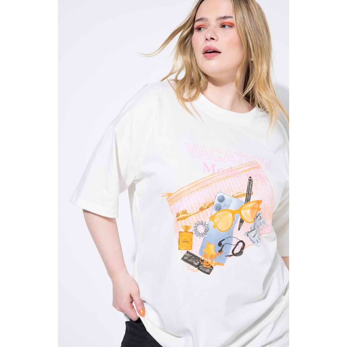 T-shirt oversize, manches courtes blanc cassé, STUDIO UNTOLD
