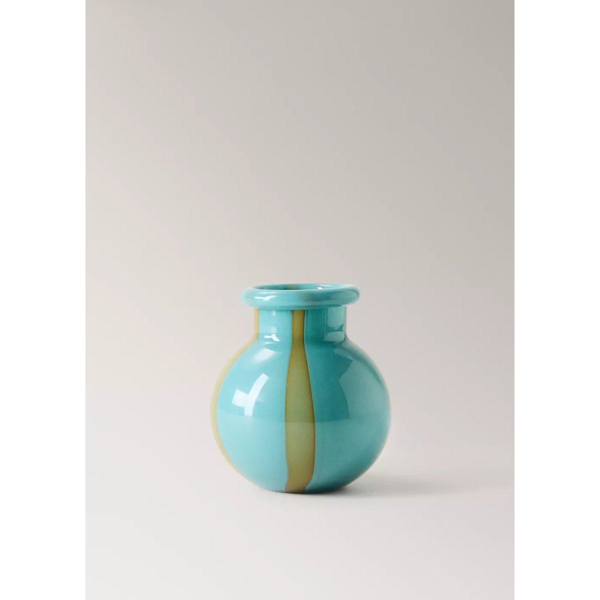 Vase 100 % cristal bicolore turquoise, MANGO HOME