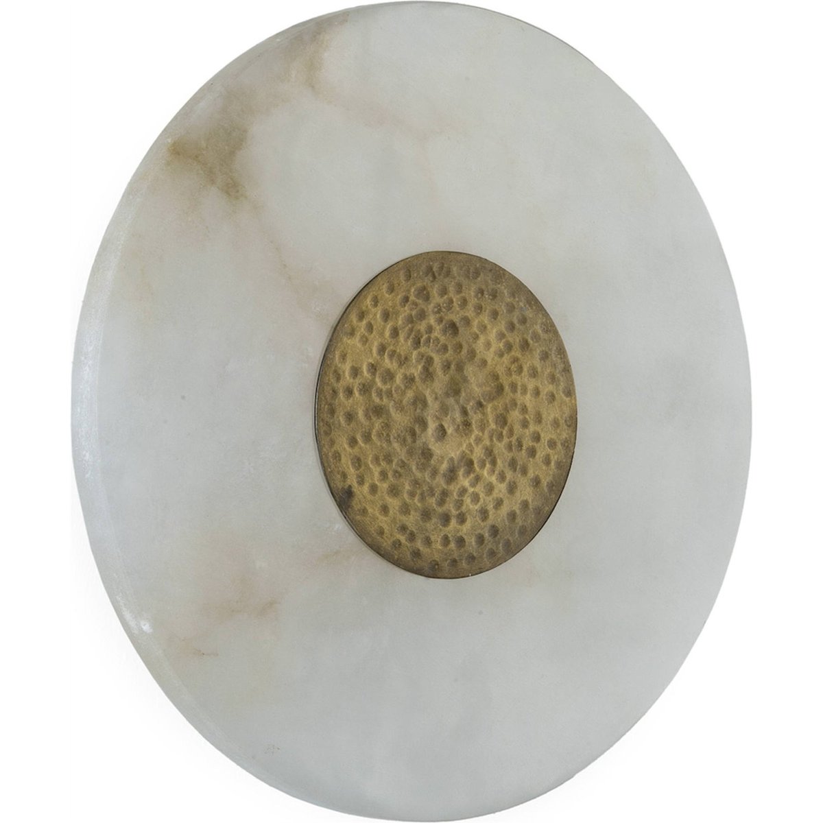 Applique murale ronde en pierre albâtre et laiton vieilli blanc albâtre et laiton vieilli, RECOLLECTION