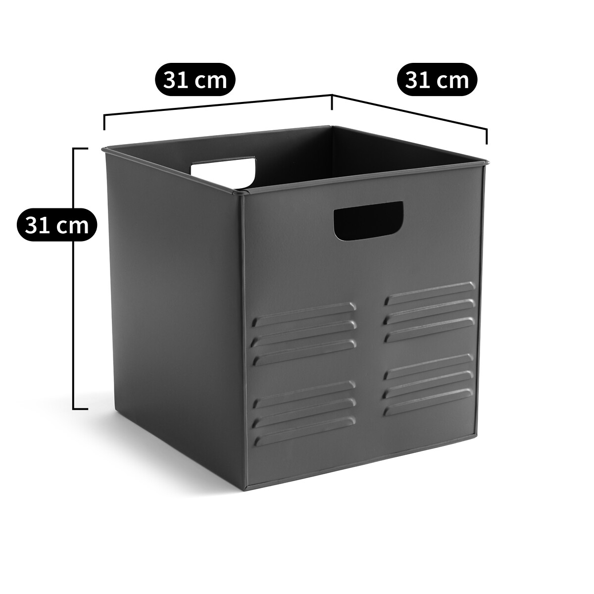 Caisse de rangement en métal acier, Hiba vert de gris, LA REDOUTE INTERIEURS