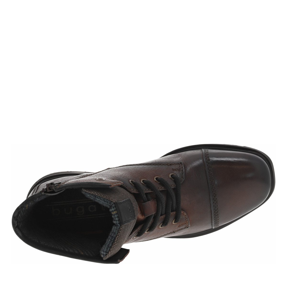 Bottines cuir talon plat marron, BUGATTI