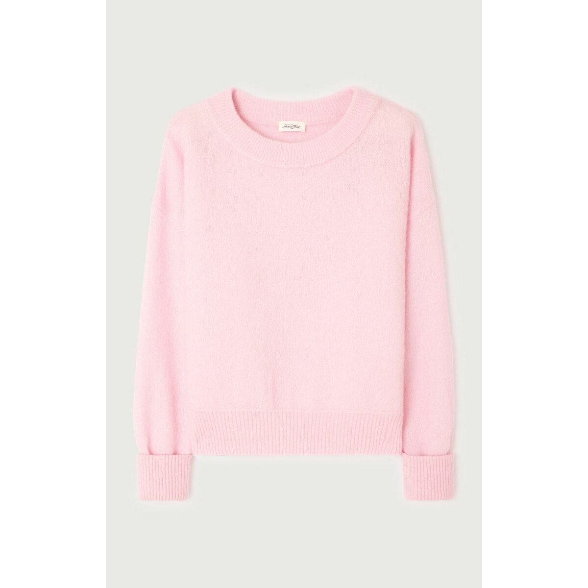 Pull manches longues col bateau VITOW rose dragée, AMERICAN VINTAGE