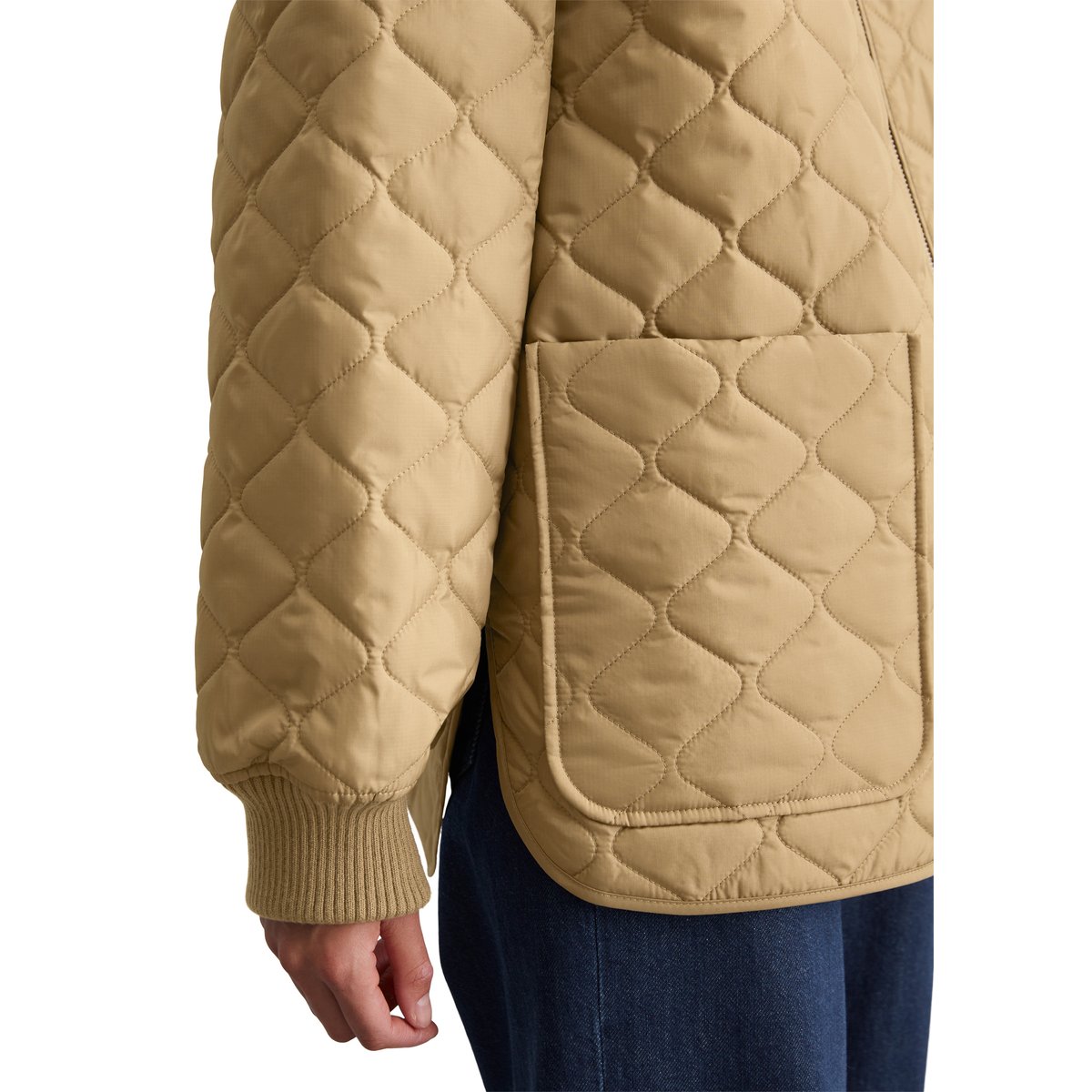 Veste matelassée avec col en velours côtelé relaxed en ripstop résistant à l'eau marron, MARC O’POLO DENIM