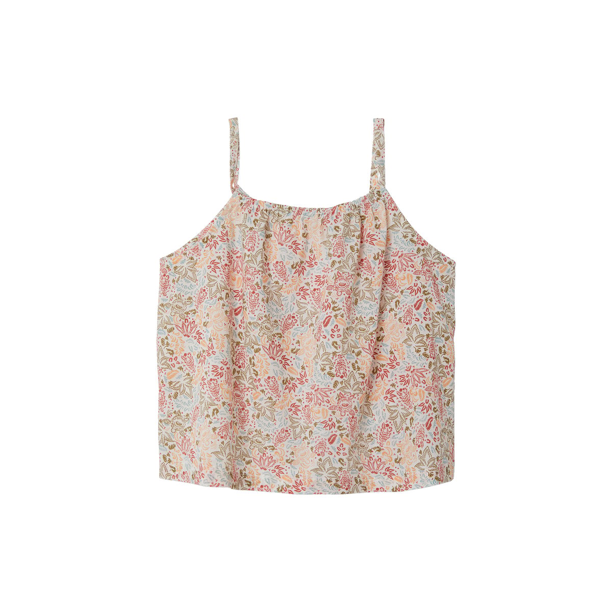 Blouse à fines bretelles motifs exotiques écru, VERTBAUDET