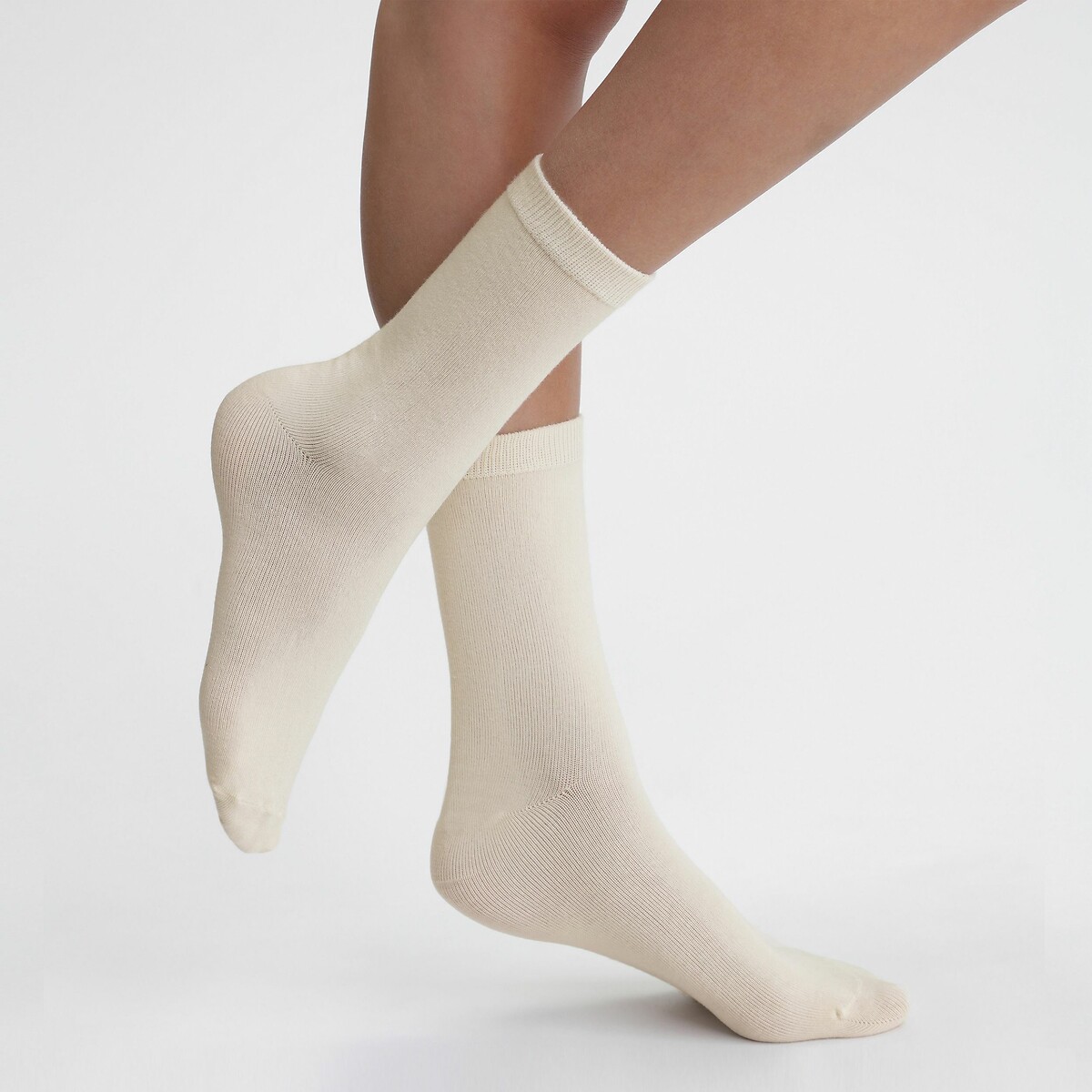 Lot de 2 paires de mi-chaussettes THERMO POLAIRE ecru + écru, DIM