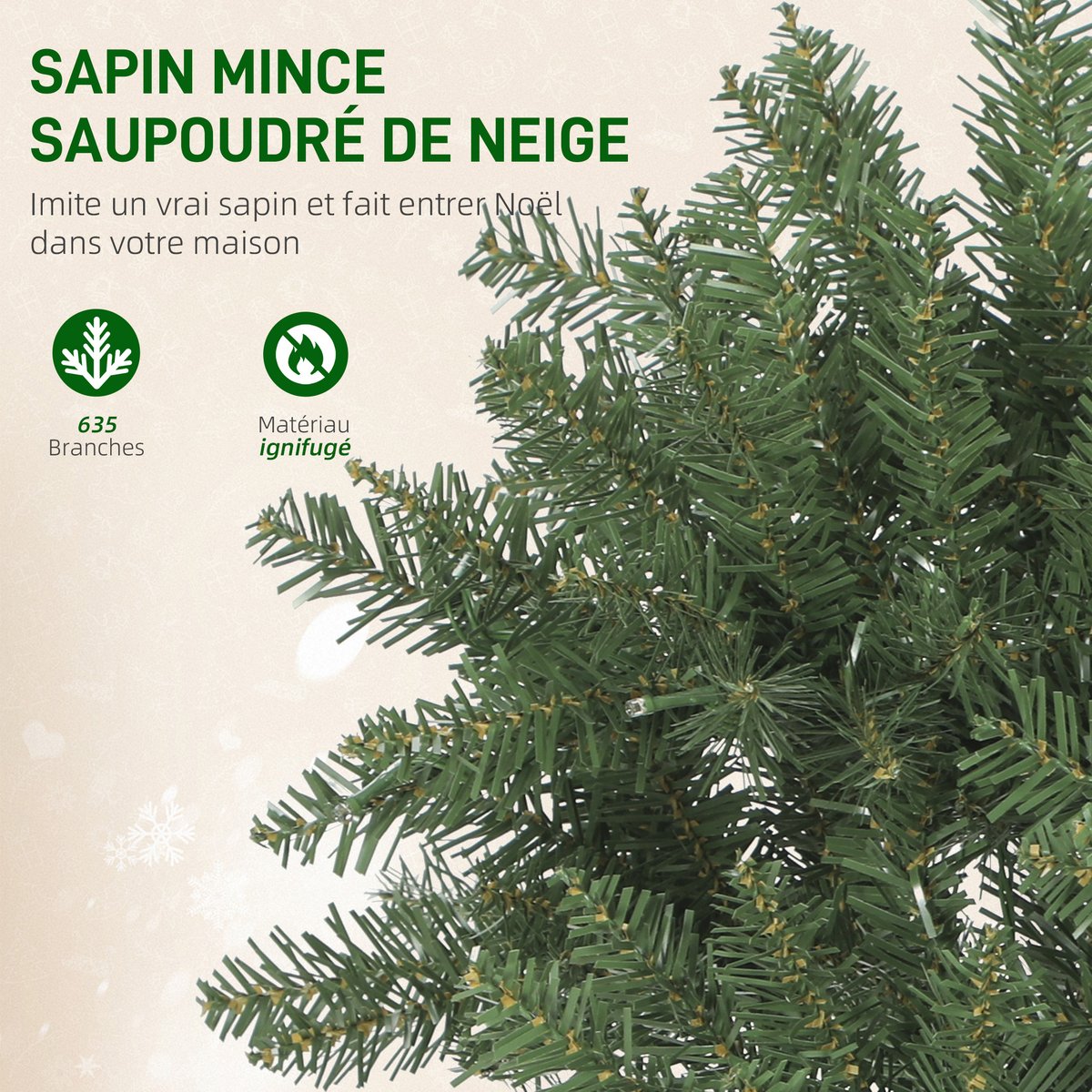 Sapin de Noël Plastique Vert vert, HOMCOM
