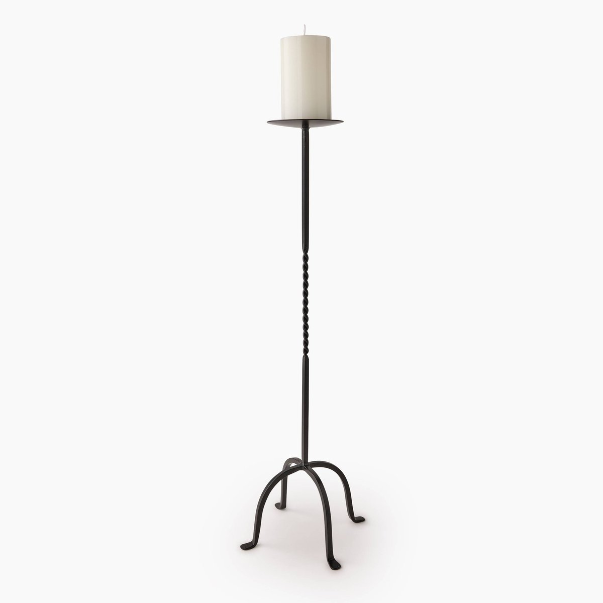 Bougeoir sur pied en métal, 25,5xH74cm noir, MONOPRIX
