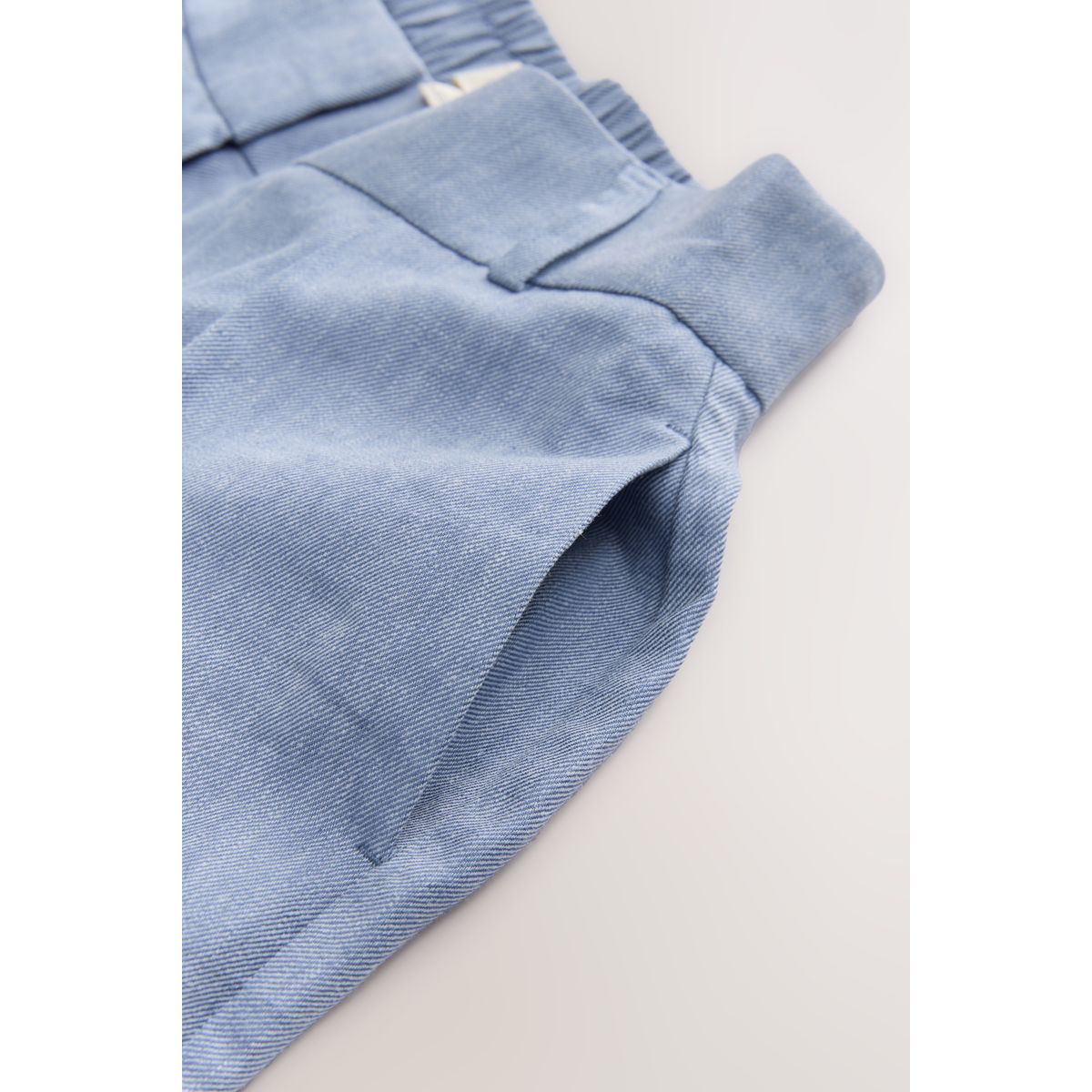 Pantalon ample dos élastique en lin mélangé chambray bleu, NEXT