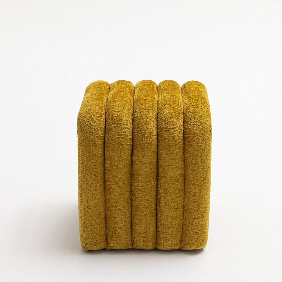 Tabouret rembourré en tissu chenille- MUI jaune moutarde, DRAWER