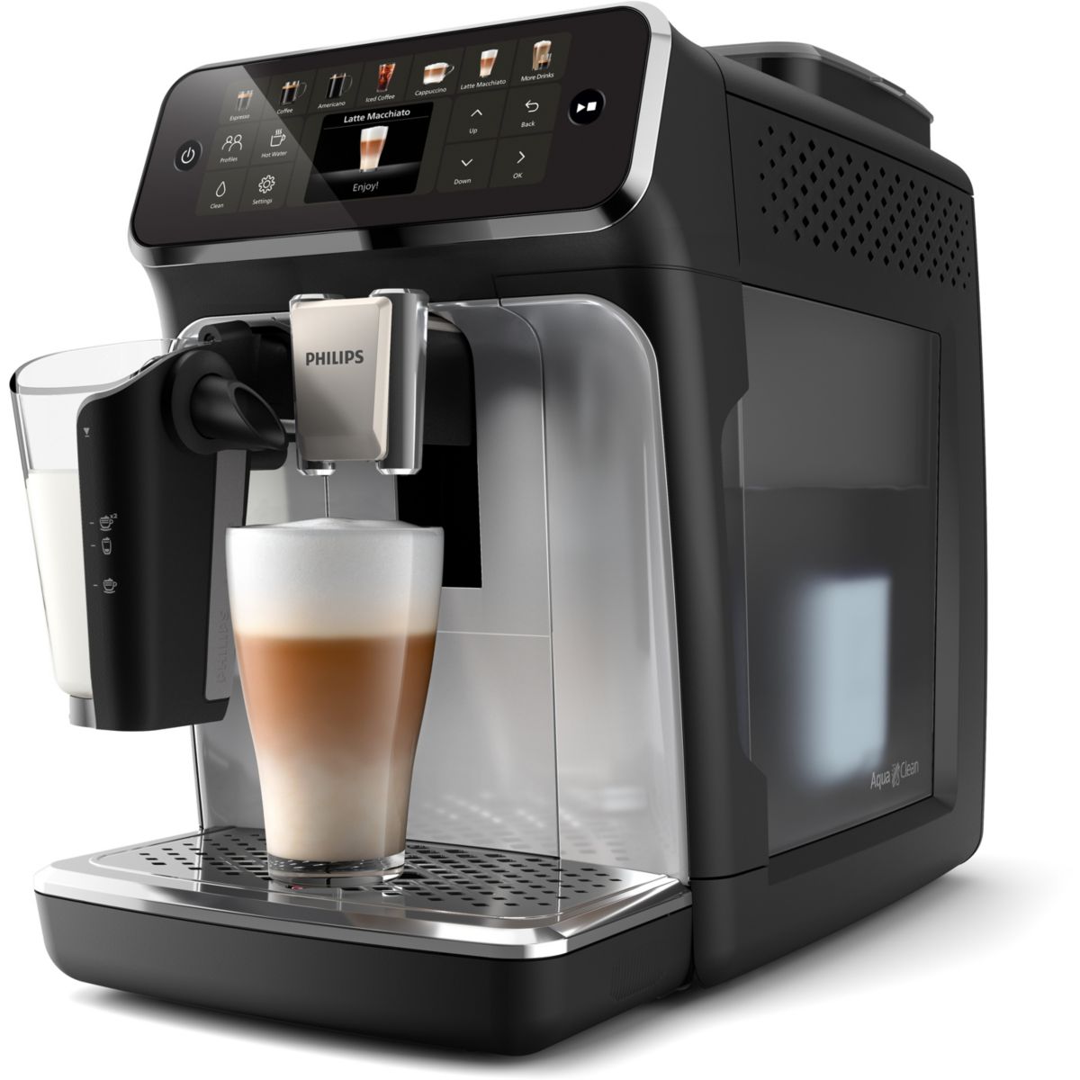 Expresso Broyeur EP4446/70 cafetière à grain LatteGo série 4400, 12 boissons, SilentBrew, Noir couleur unique, PHILIPS