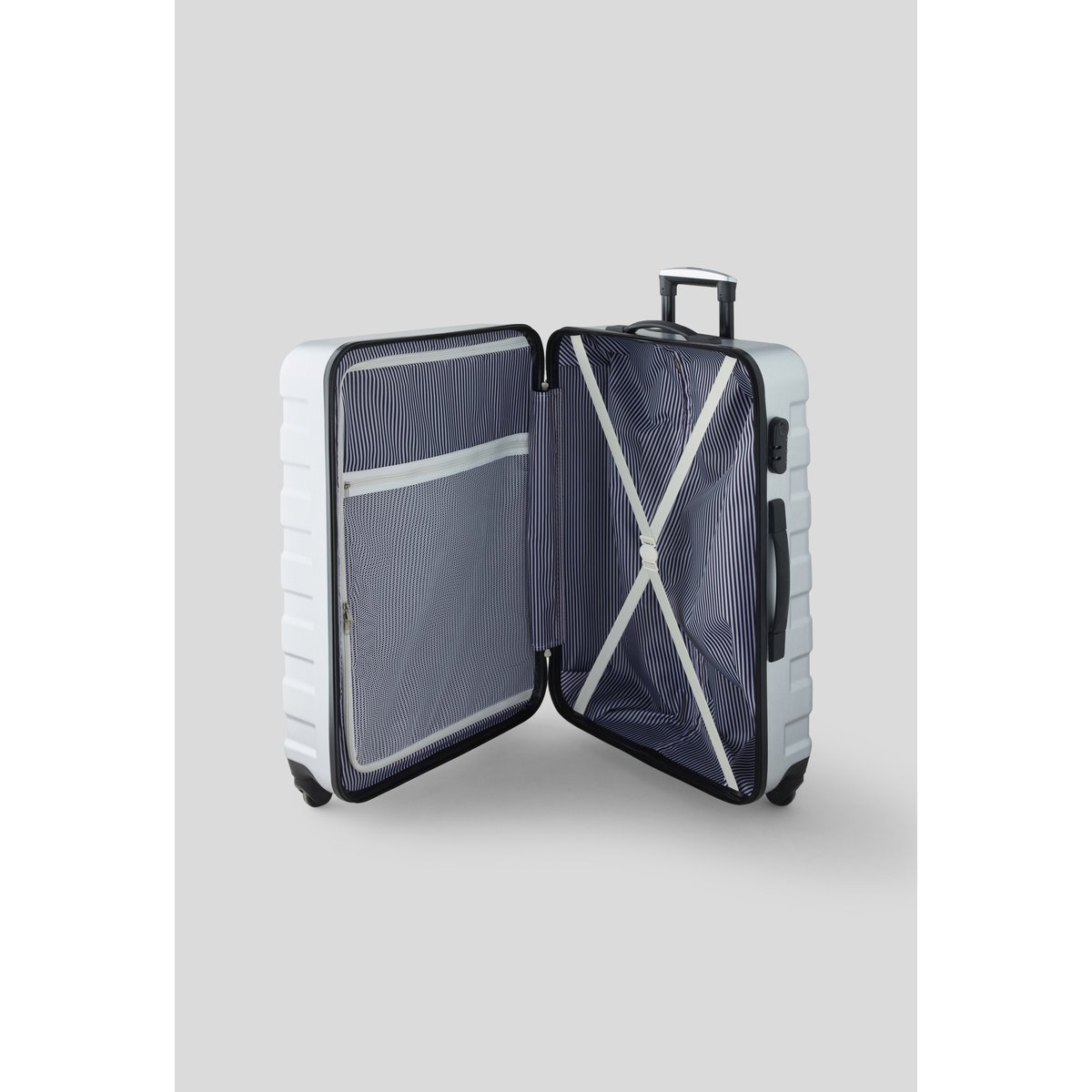 Valise rigide, 4 roues, 75cm silver metal, MONOPRIX MAISON