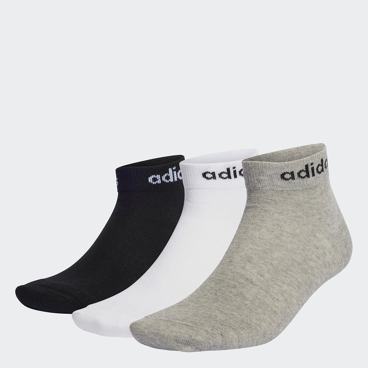 Lot de 3 paires de chaussettes basses noir + blanc + gris, adidas Performance