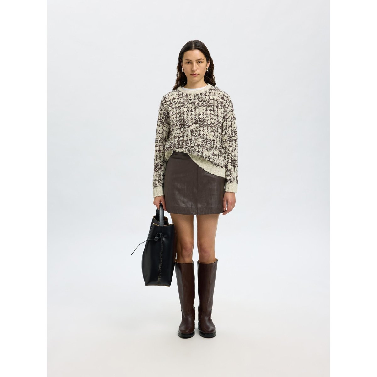 Mini-Jupe En Cuir marron - delicioso, SELECTED