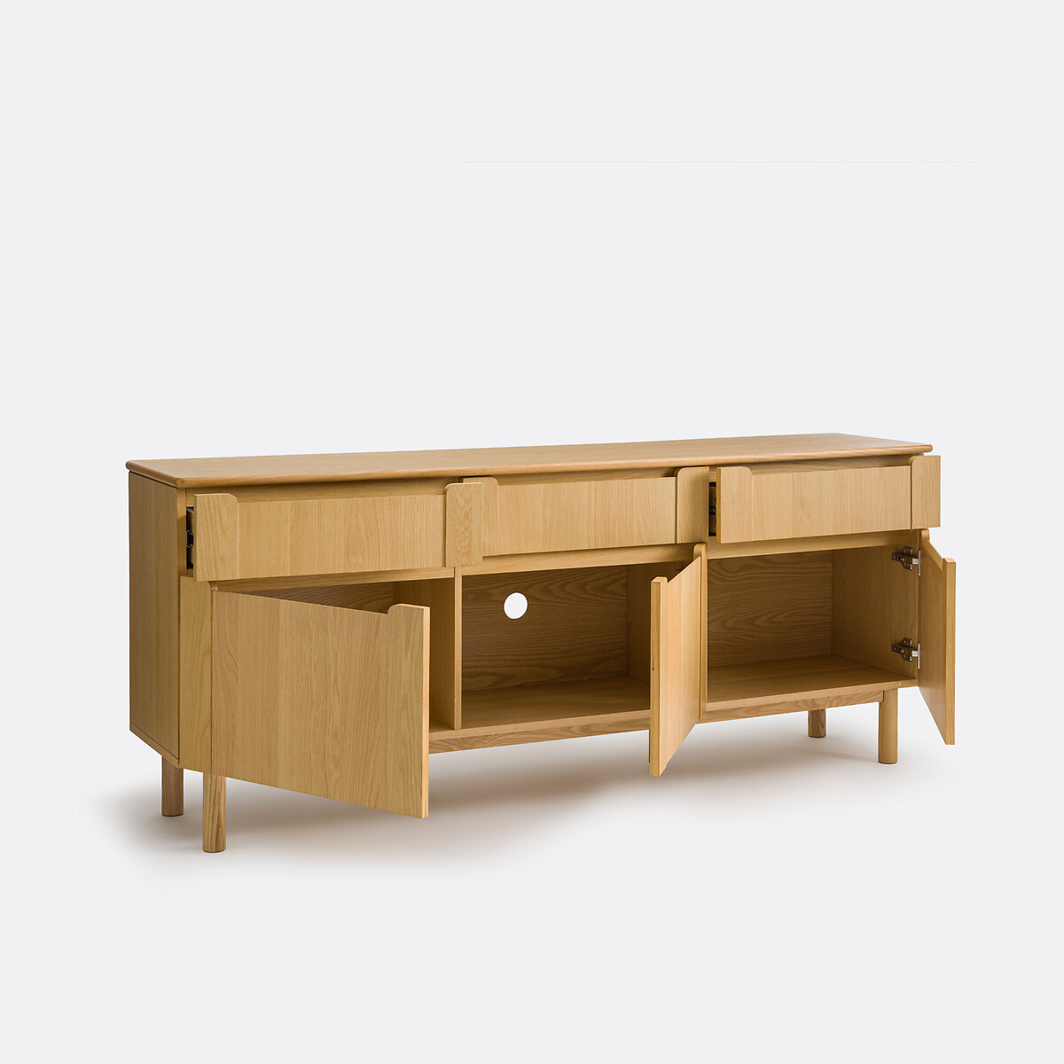 Aparador chapado en roble, 3 puertas, 3 cajones, Bellita color roble, LA REDOUTE INTERIEURS