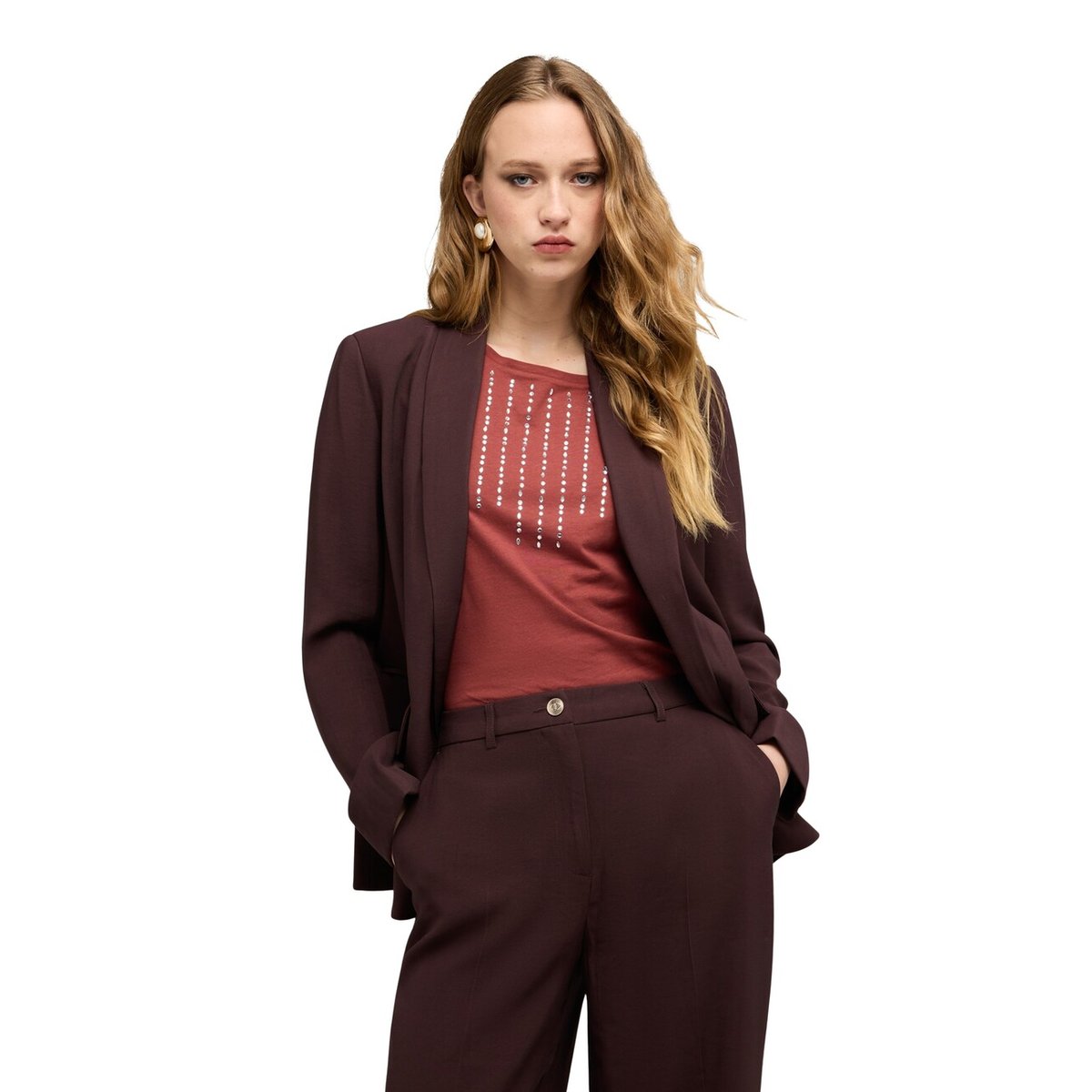 Blazer avec col châle marron, MOTIVI