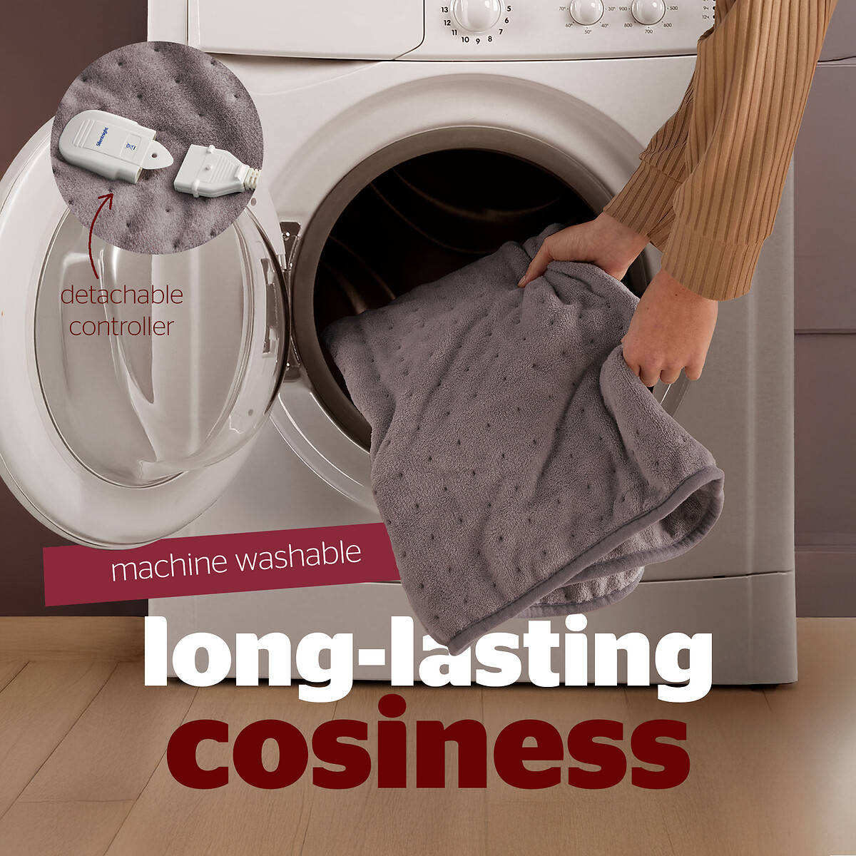 Luxury Comfort Control Fleece Heated Throw grey, SILENTNIGHT
