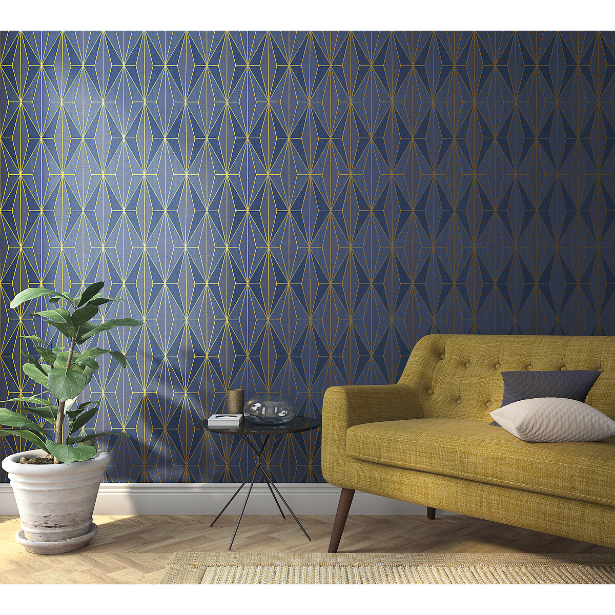 Papel de parede Giulia, Azul/Dourado, da Interelife azul/dourado, INTERELIFE