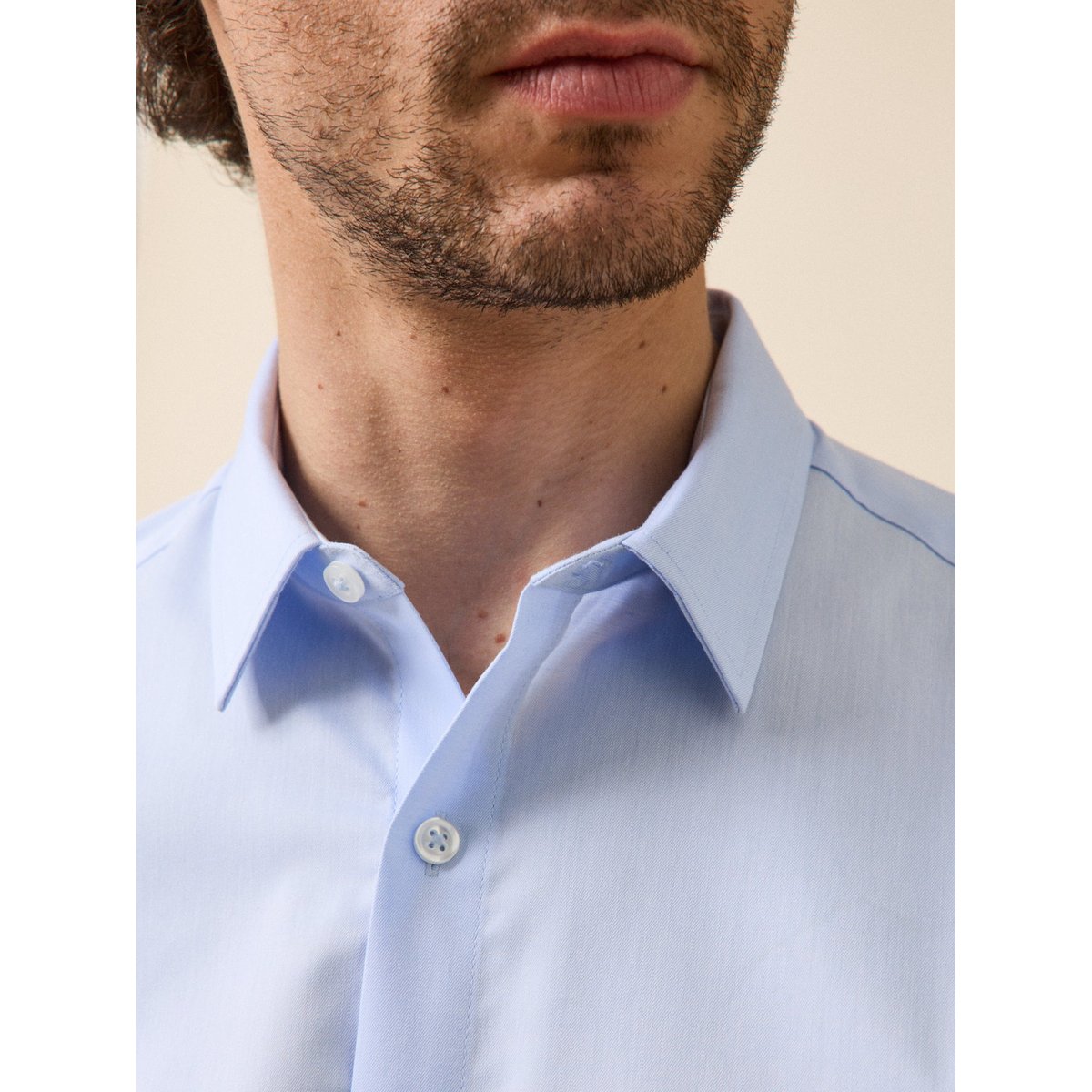 Chemise twill uni coupe contemporaine bleu, CYRILLUS