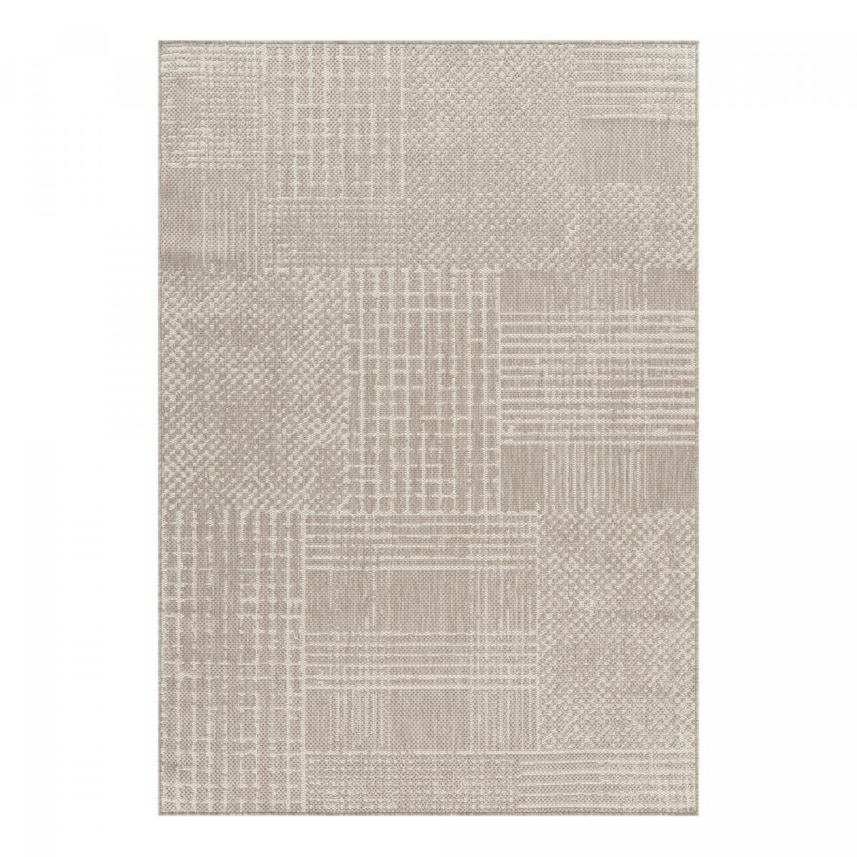Tapis kilim, motif géométrique tissé, style artisanal LYN53 TRAME 2 beige, crème, UN AMOUR DE TAPIS