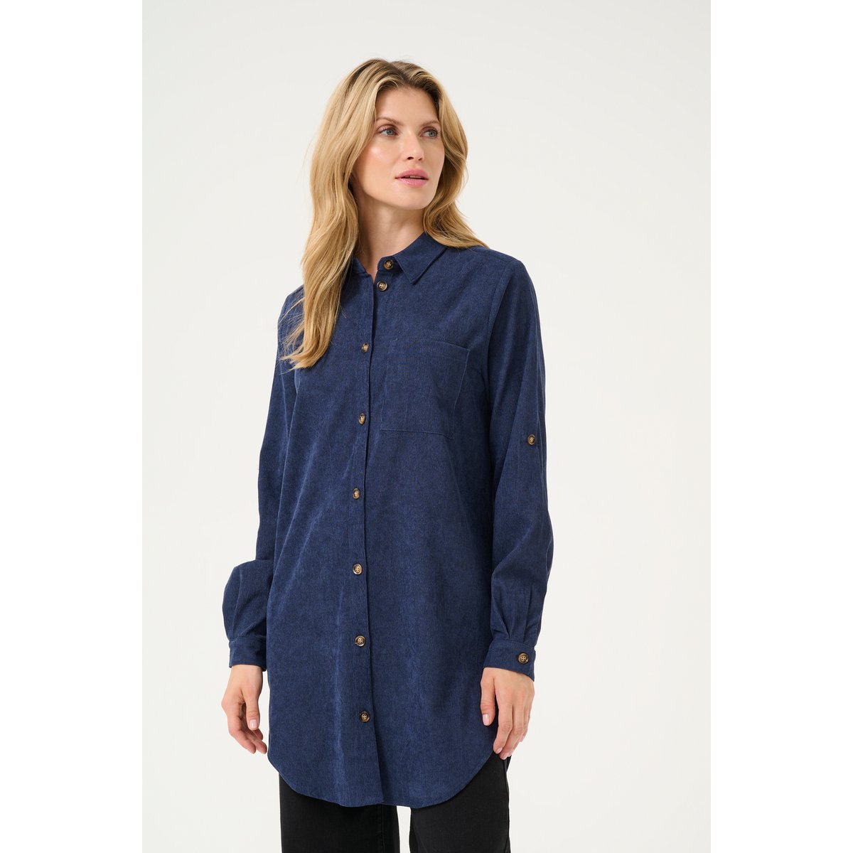 Long sleeved shirt bleu midnight marine cc, KAFFE