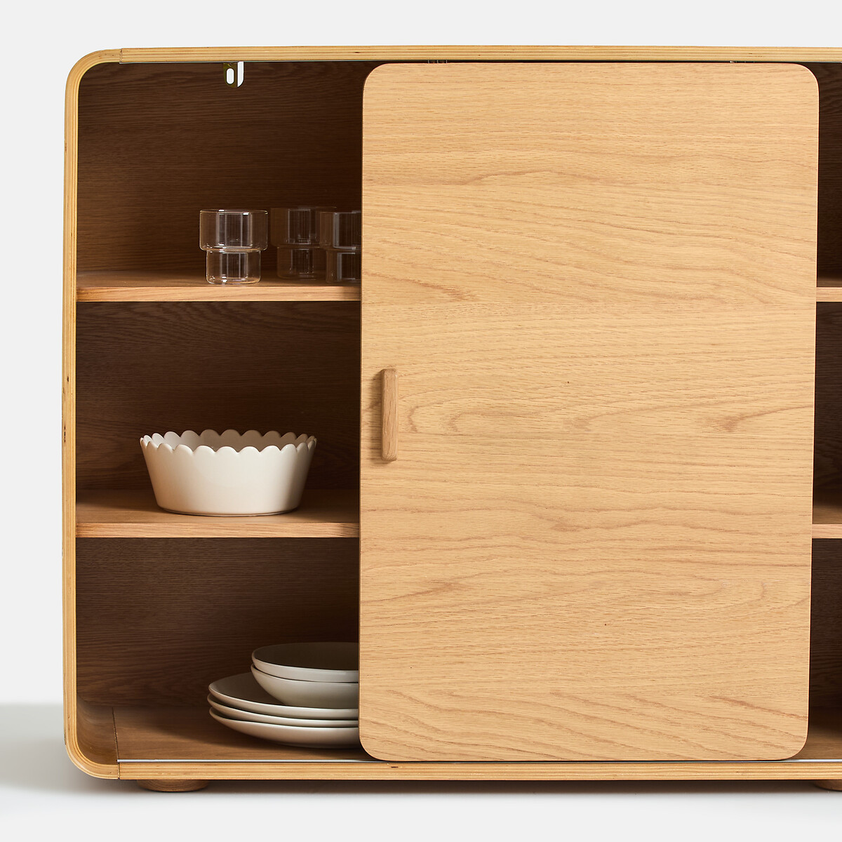 Buffet en plaqué chêne, 2 portes, REDAG coloris chêne, LA REDOUTE INTERIEURS