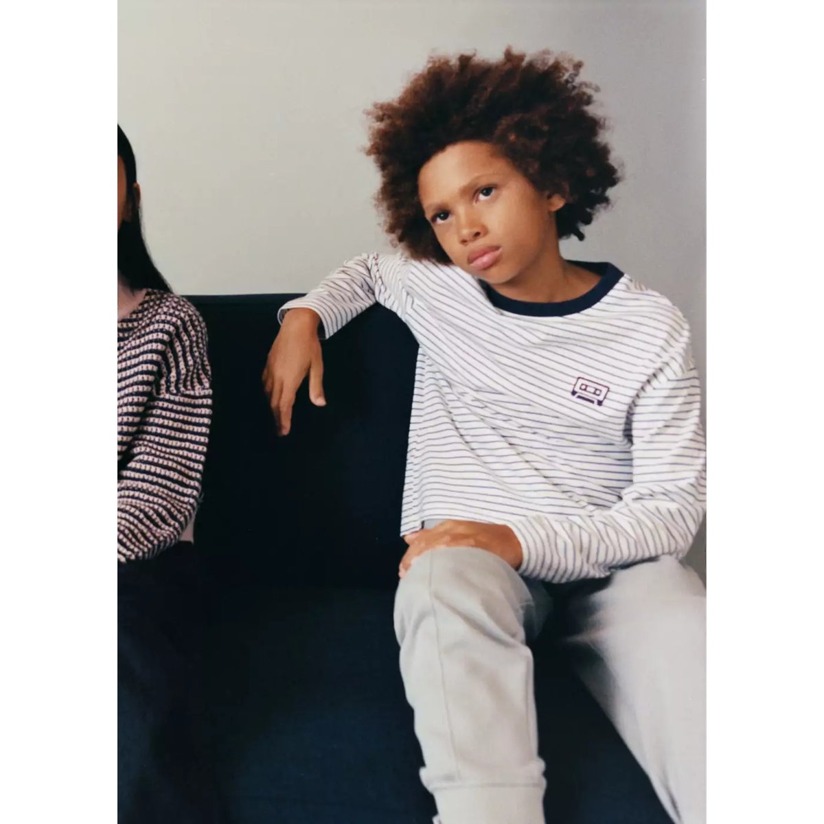 T-shirt oversize rayures blanc, MANGO KIDS