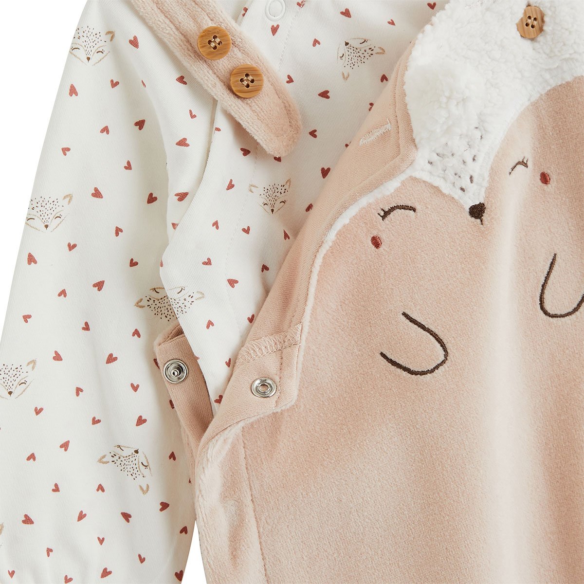 Ensemble salopette bébé en molleton et t-shirt Doucette rose, PETIT BEGUIN